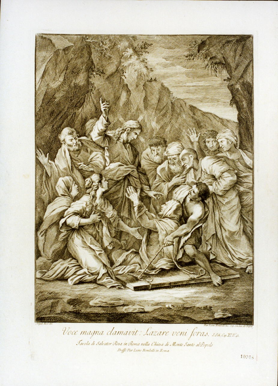 resurrezione di lazzaro (stampa) di Bombelli Pietro Leone (sec. XVIII)