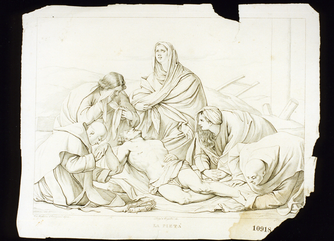 compianto sul Cristo morto (stampa) di Angelini Luigi (metà sec. XIX)