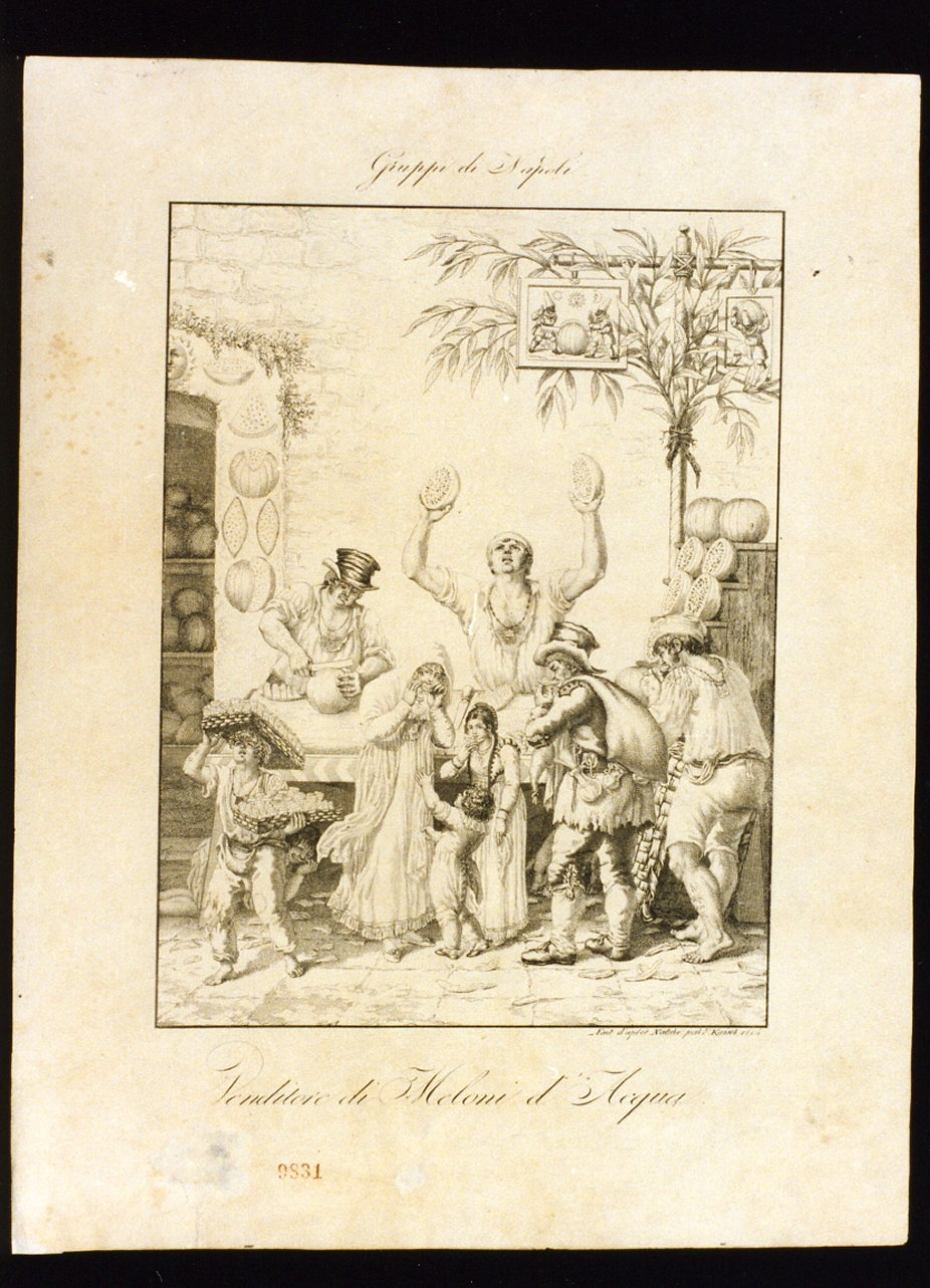 venditore di cocomeri (stampa) di Kaiser Ludwig Friederich (sec. XIX)