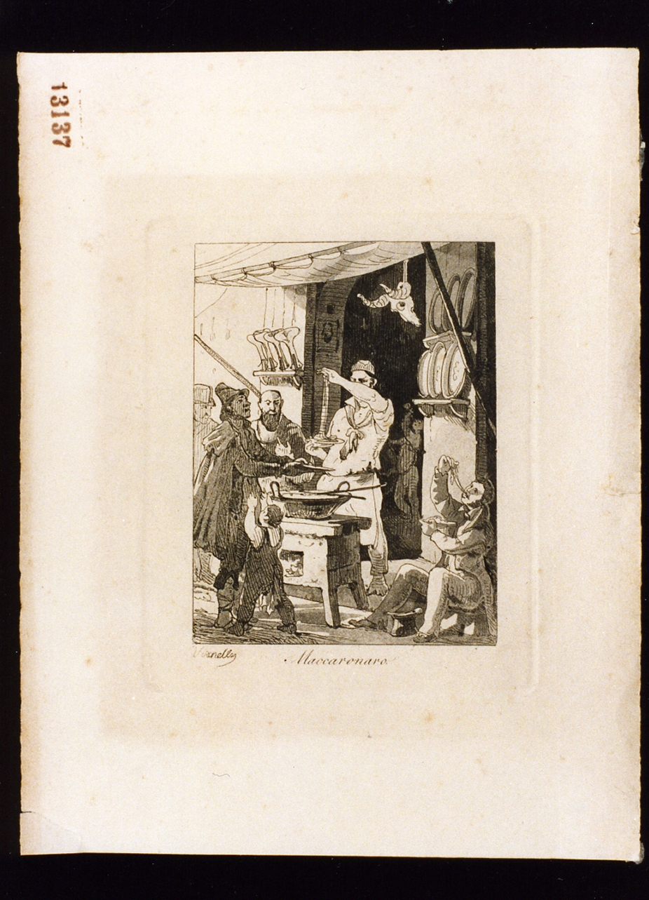 venditore di pasta (stampa tagliata) di Vianelli Achille (sec. XIX)
