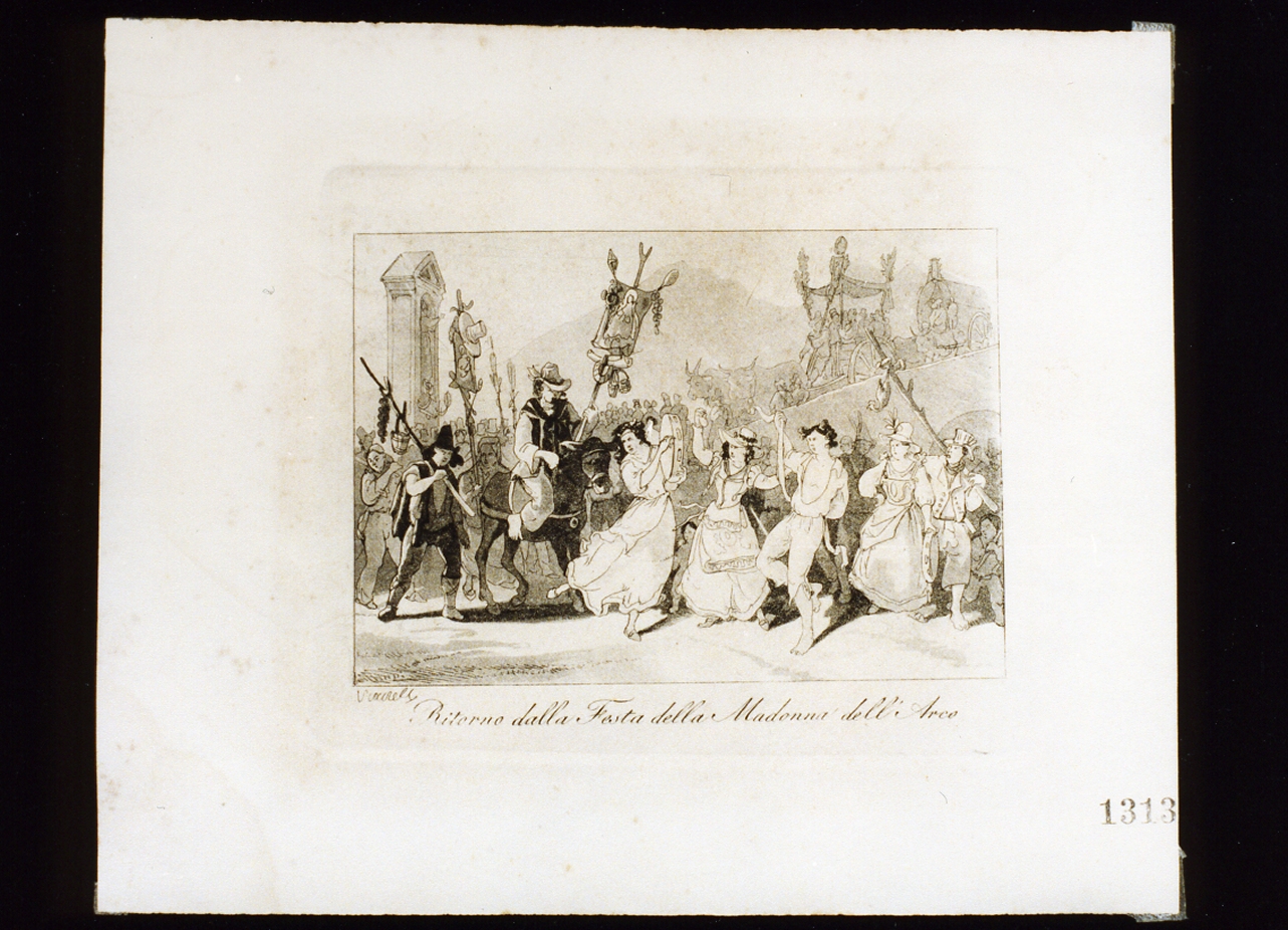 ritorno dopo la festa della Madonna dell'arco (stampa tagliata) di Vianelli Achille (sec. XIX)