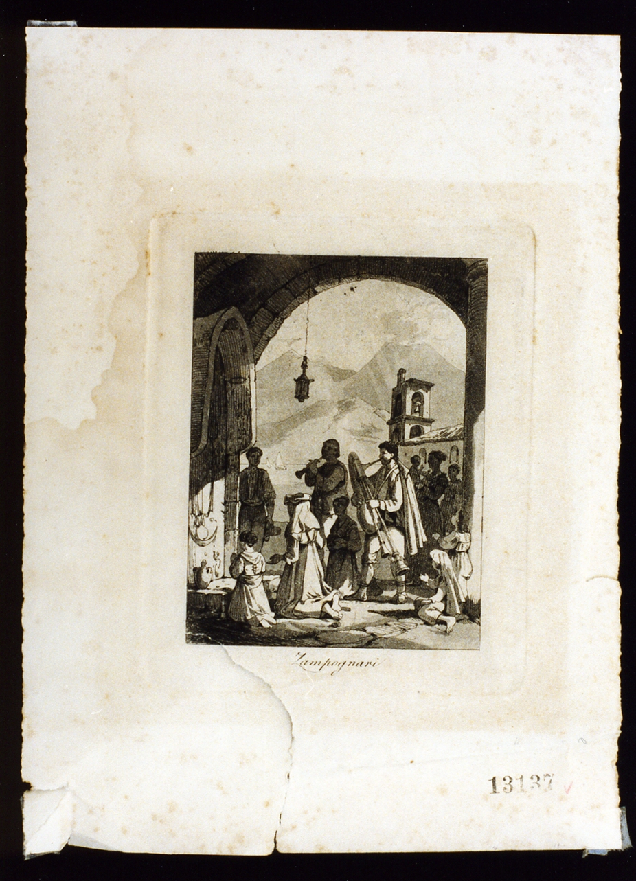 zampognari (stampa tagliata) di Vianelli Achille (sec. XIX)