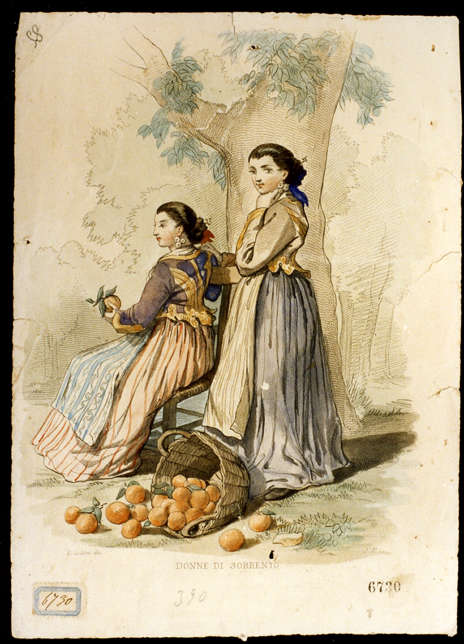 figure femminili di Sorrento (stampa a colori) di Palizzi Filippo (sec. XIX)