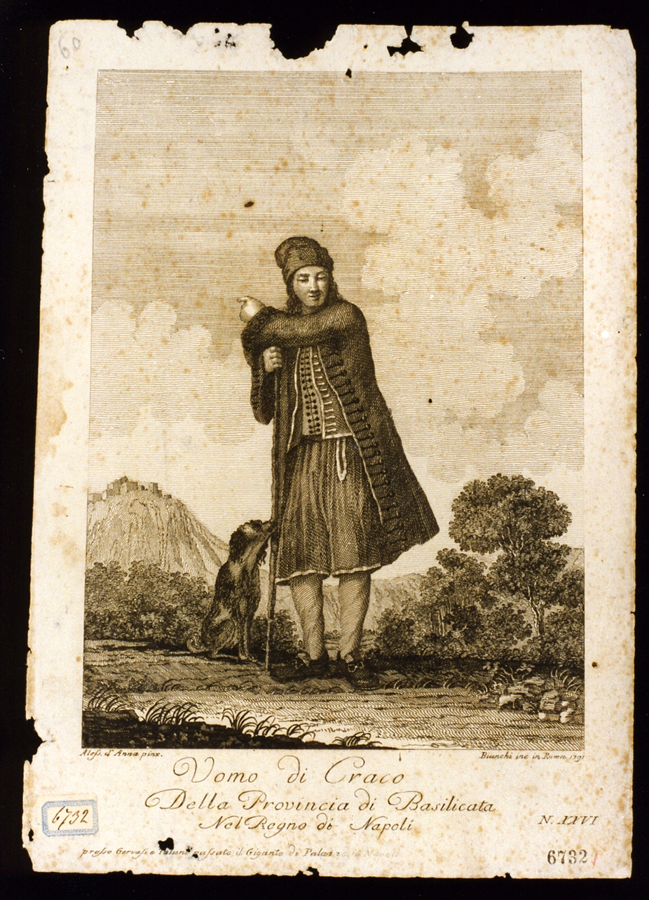 uomo in costume popolare (stampa) di Bianchi Secondo (sec. XVIII)