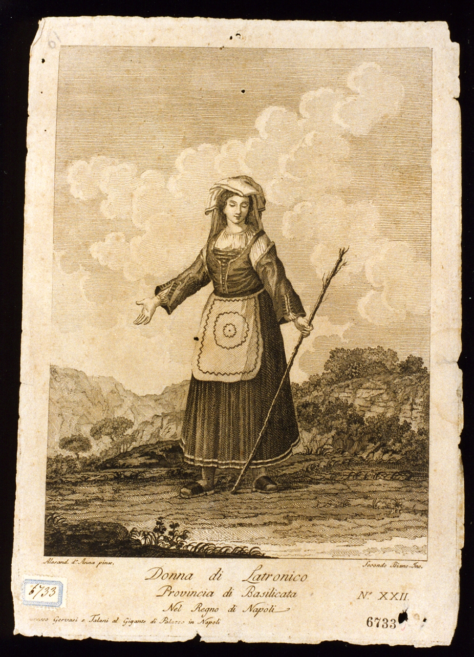donna in costume popolare (stampa) di Bianchi Secondo (sec. XVIII)