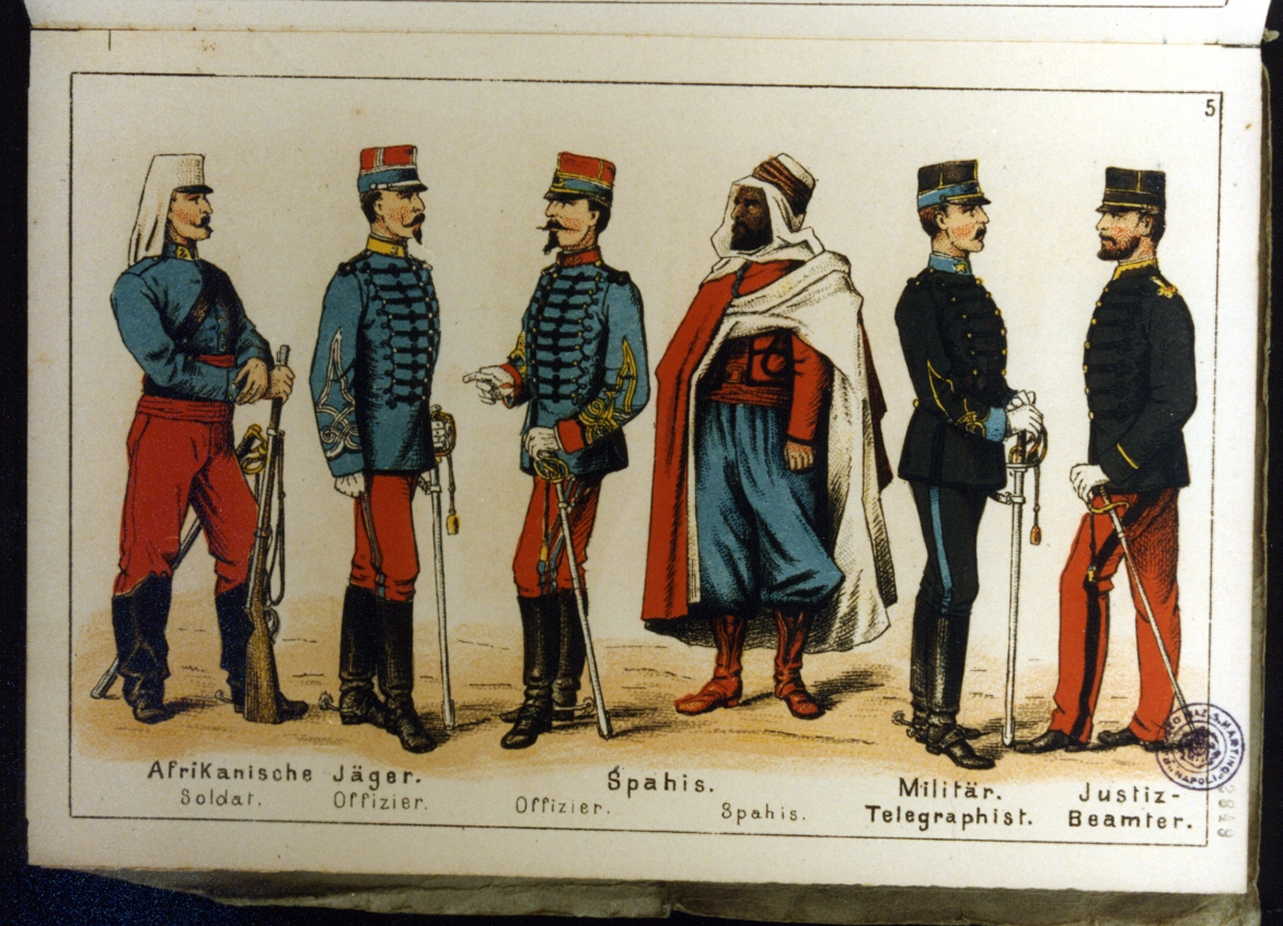 figure maschili (stampa a colori) - ambito tedesco (seconda metà sec. XIX)