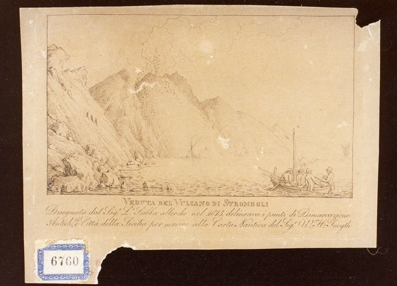 veduta del vulcano di Stromboli (stampa) - ambito italiano (sec. XIX)