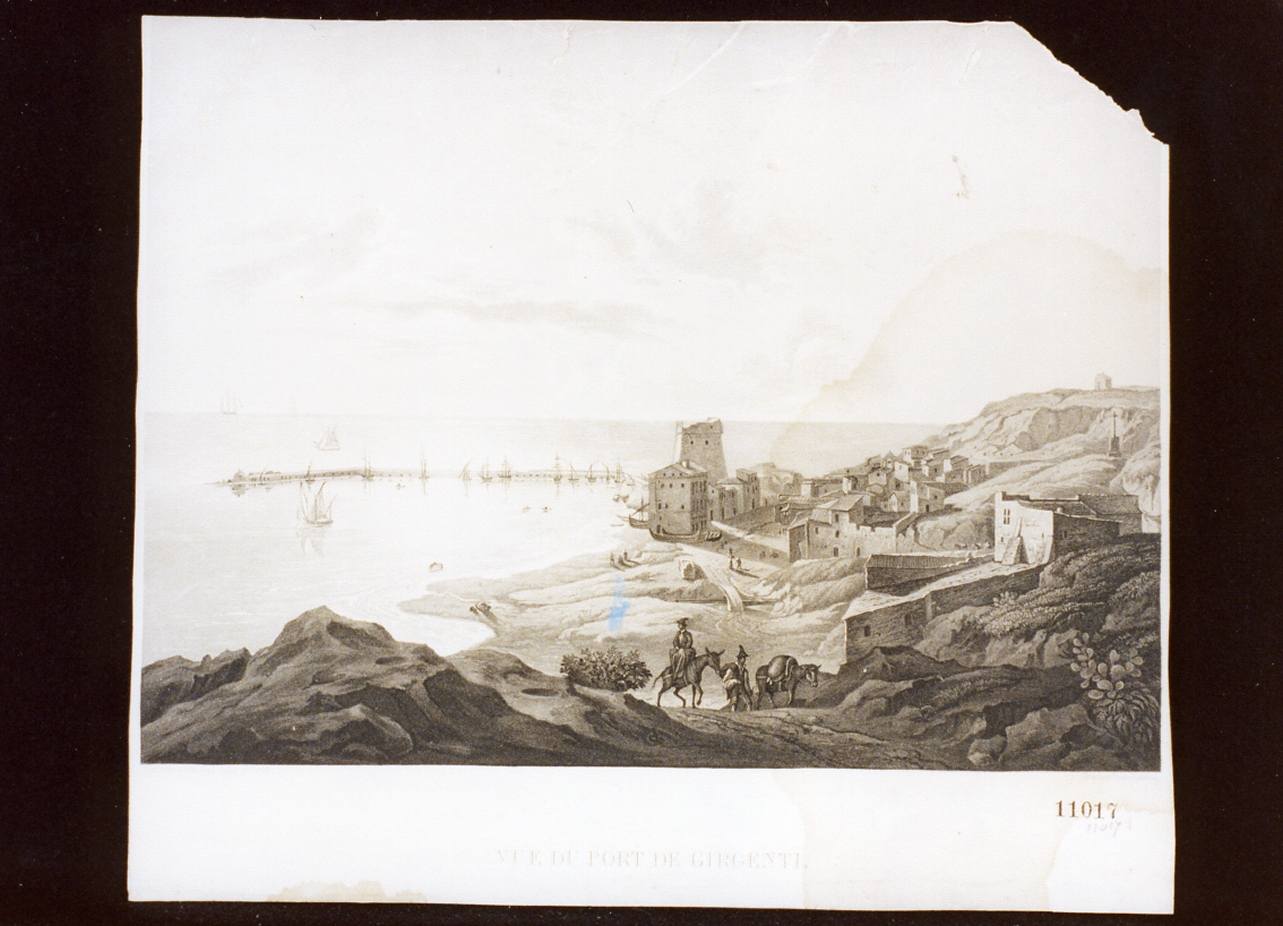 veduta col porto di Agrigento (stampa) di Fielding Thales (sec. XIX)