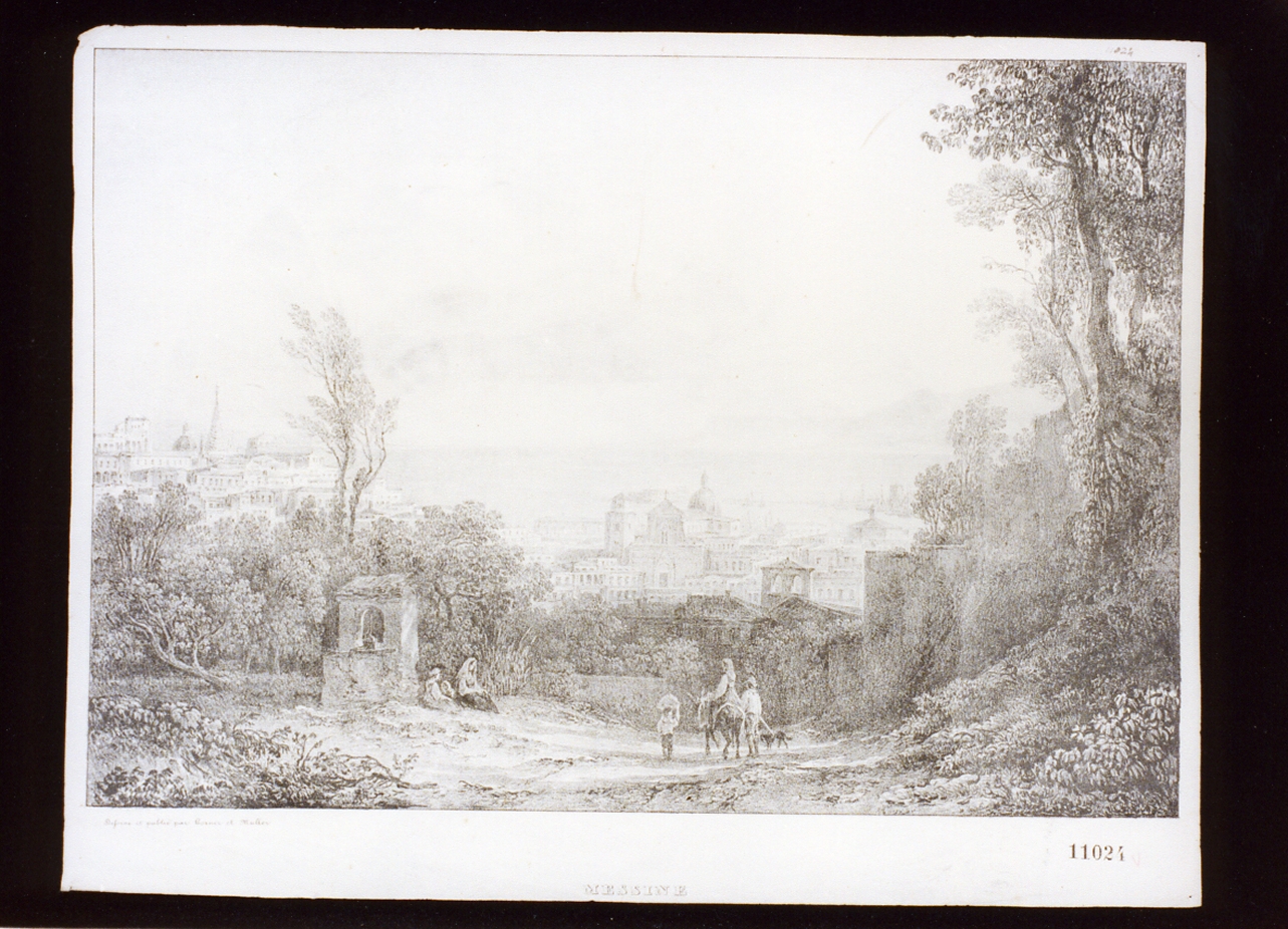 veduta di Messina (stampa tagliata) di Horner Friedrich (metà sec. XIX)