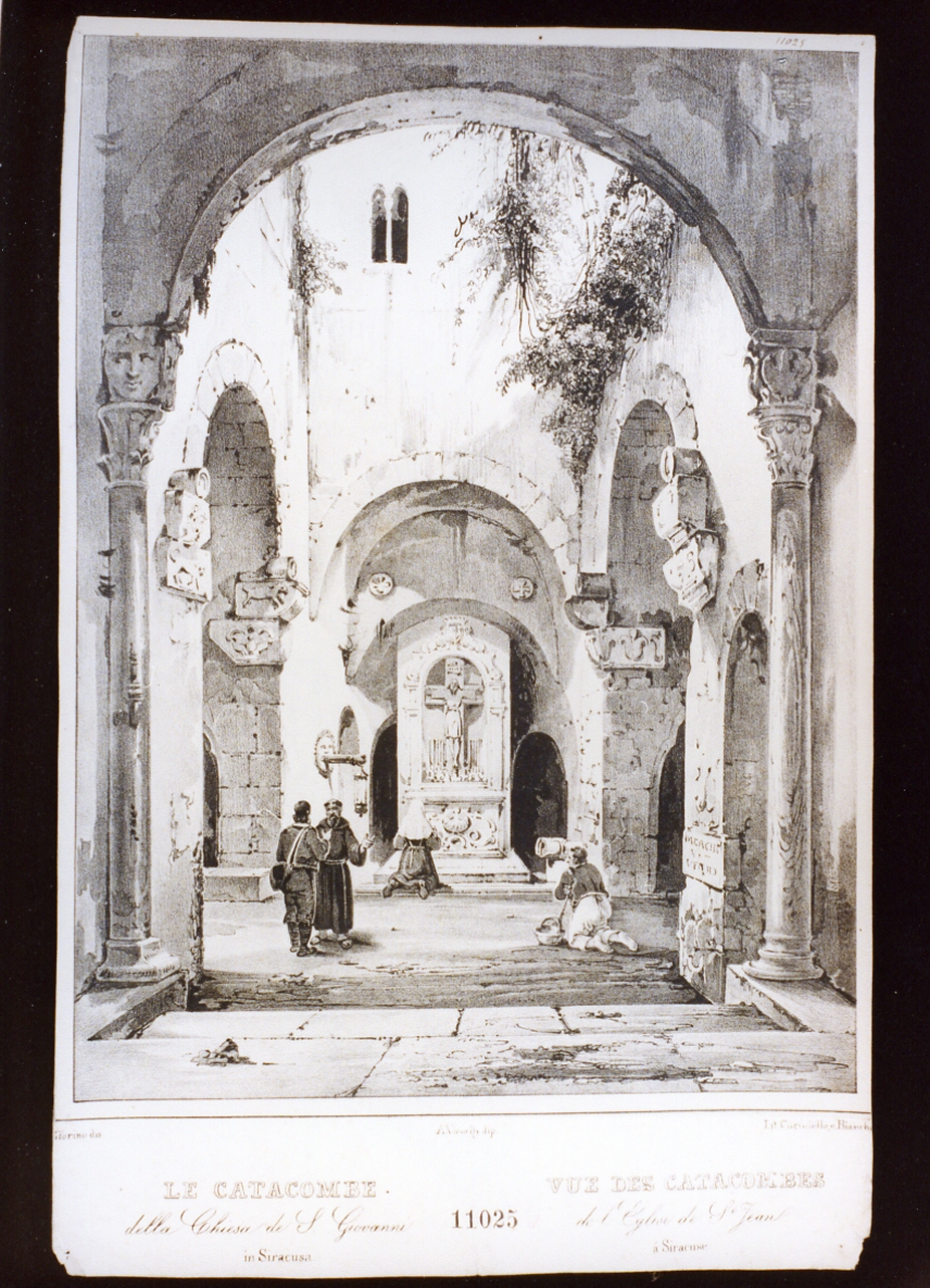catacombe della chiesa di San Giovanni a Siracusa (stampa tagliata) di Vianelli Achille (sec. XIX)