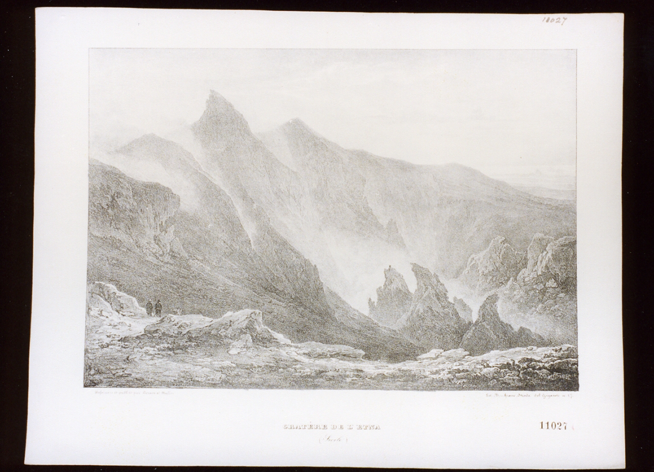 cratere dell'Etna (stampa) di Horner Friedrich (metà sec. XIX)