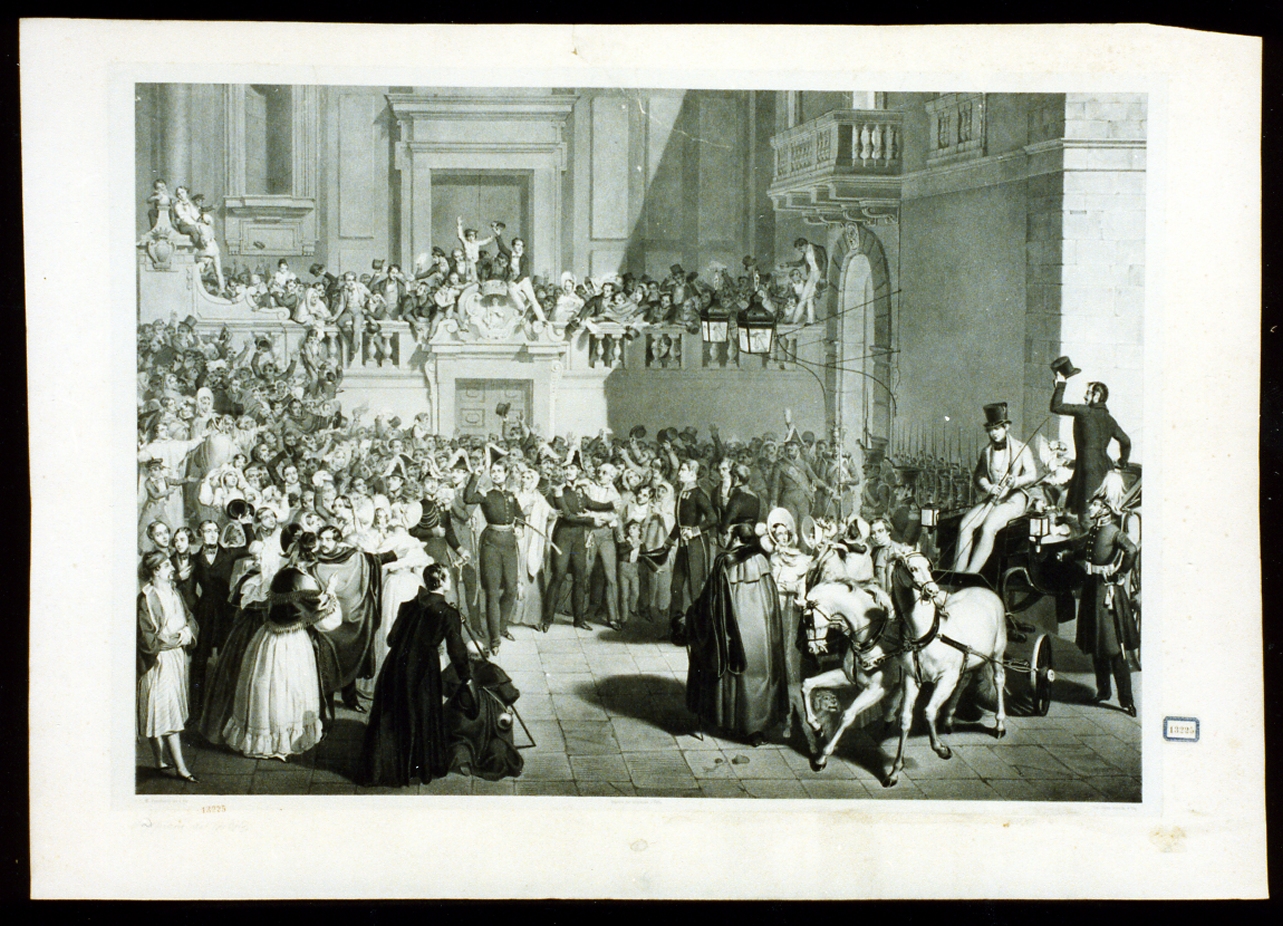 ingresso di re Ferdinando II a Messina (stampa) di Juvara Tommaso Aloisio (sec. XIX)