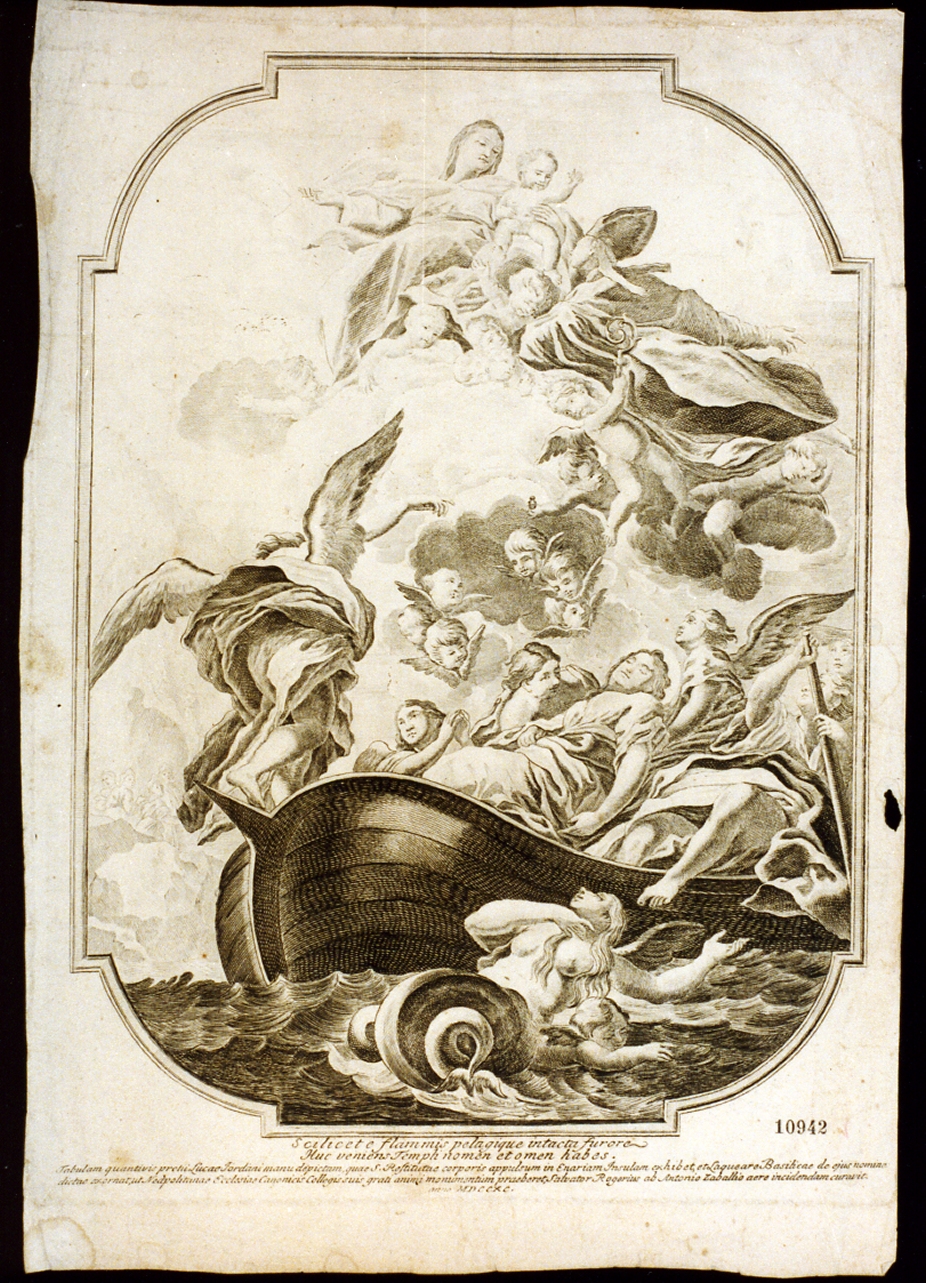 traslazione delle spoglie di Santa Restituta (stampa) di Zaballi Antonio (sec. XVIII)