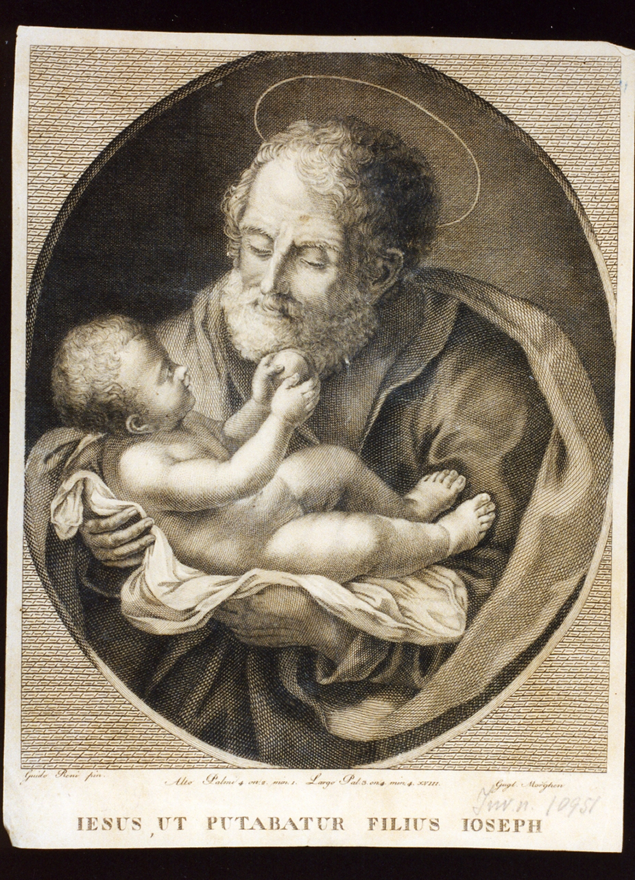 San Giuseppe e Gesù Bambino (stampa) di Morghen Guglielmo (prima metà sec. XIX)