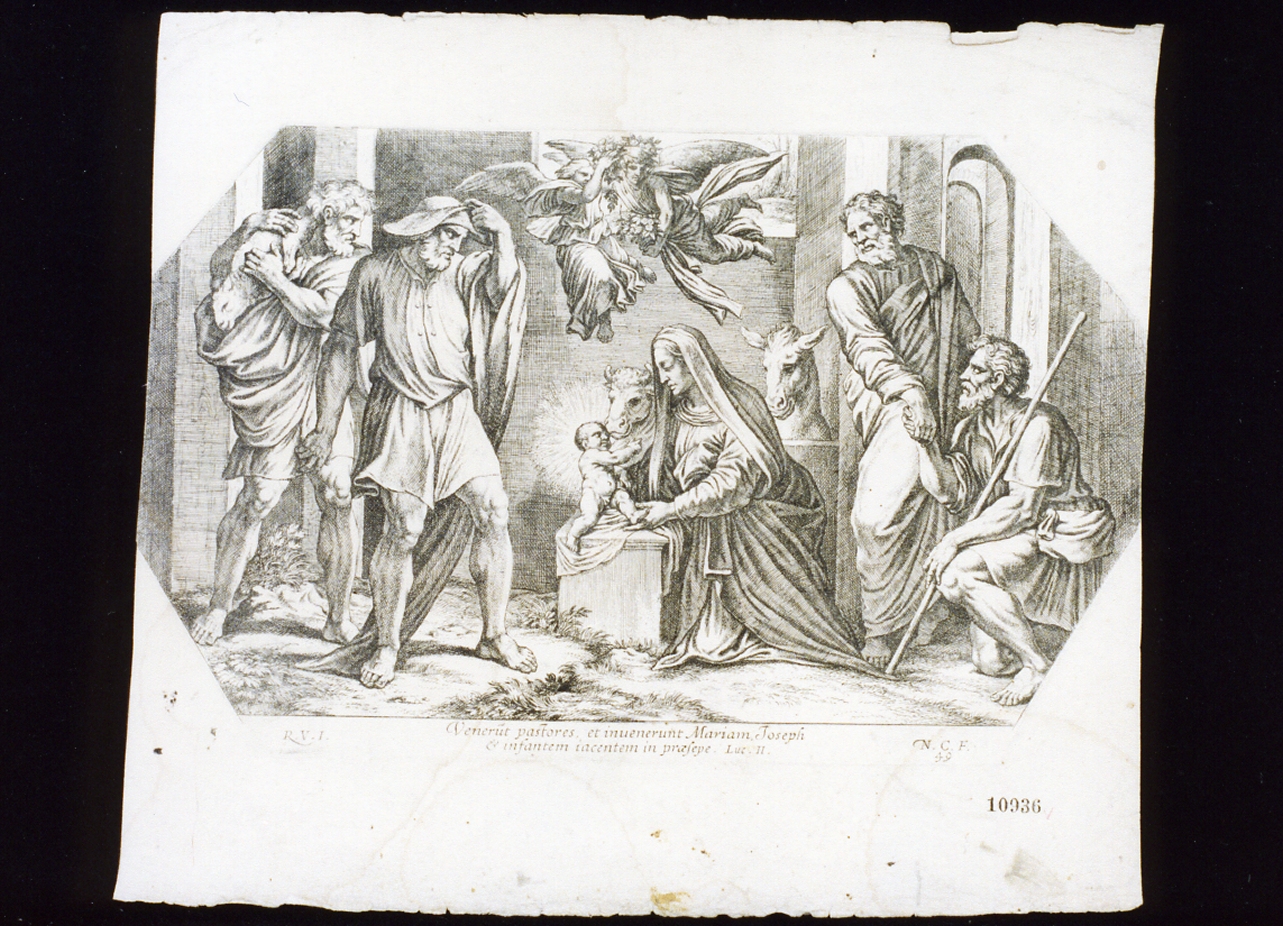 adorazione dei pastori (stampa) di Sanzio Raffaello detto Raffaello (metà sec. XVII)