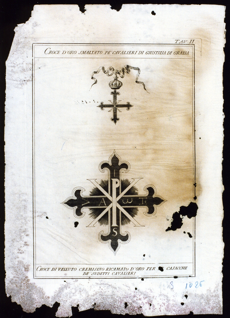 croci dei cavalieri di giustizia di grazia (stampa) - ambito italiano (sec. XVIII)
