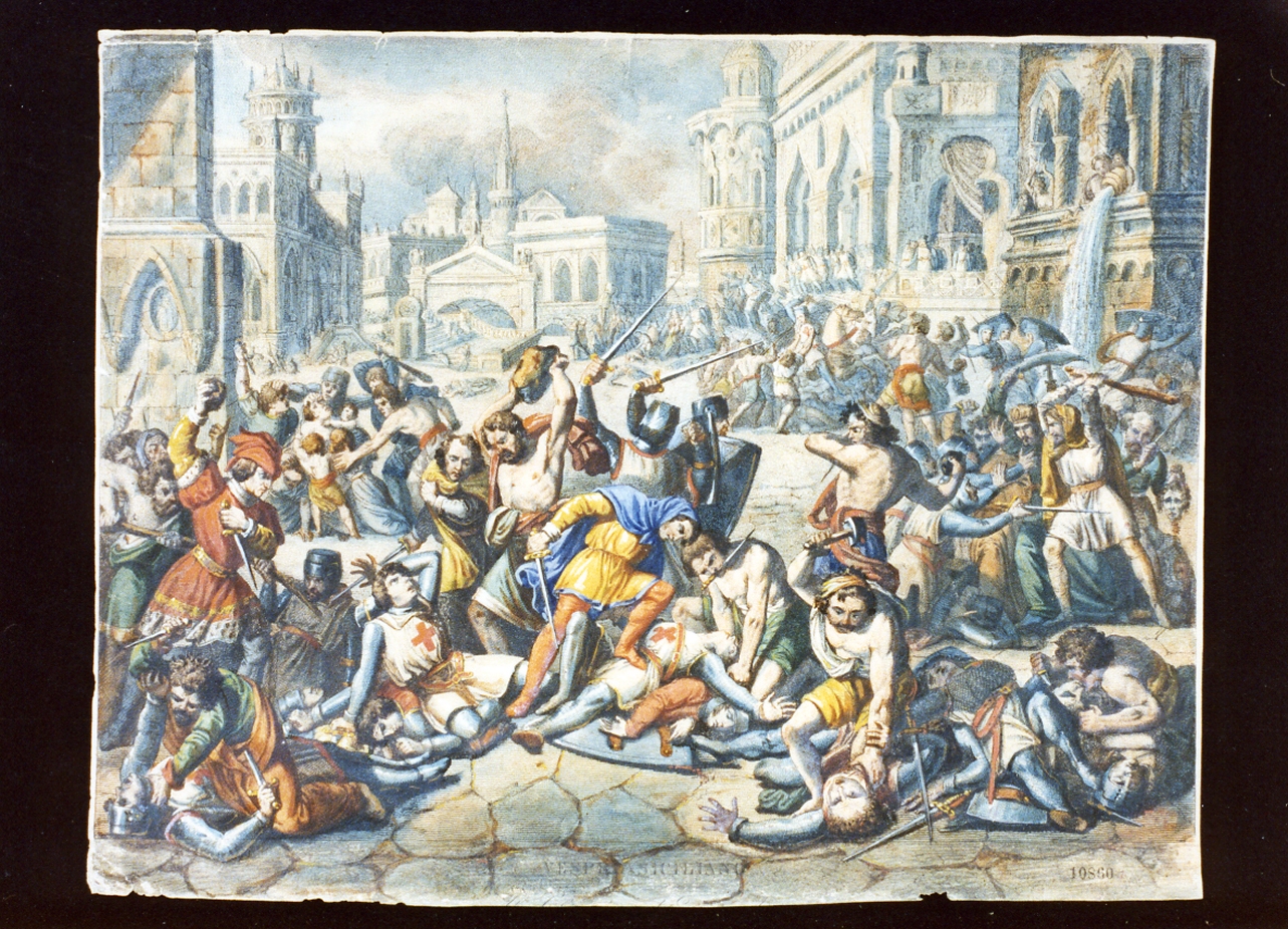 vespri siciliani (stampa a colori) di De Vivo Tommaso (sec. XIX)