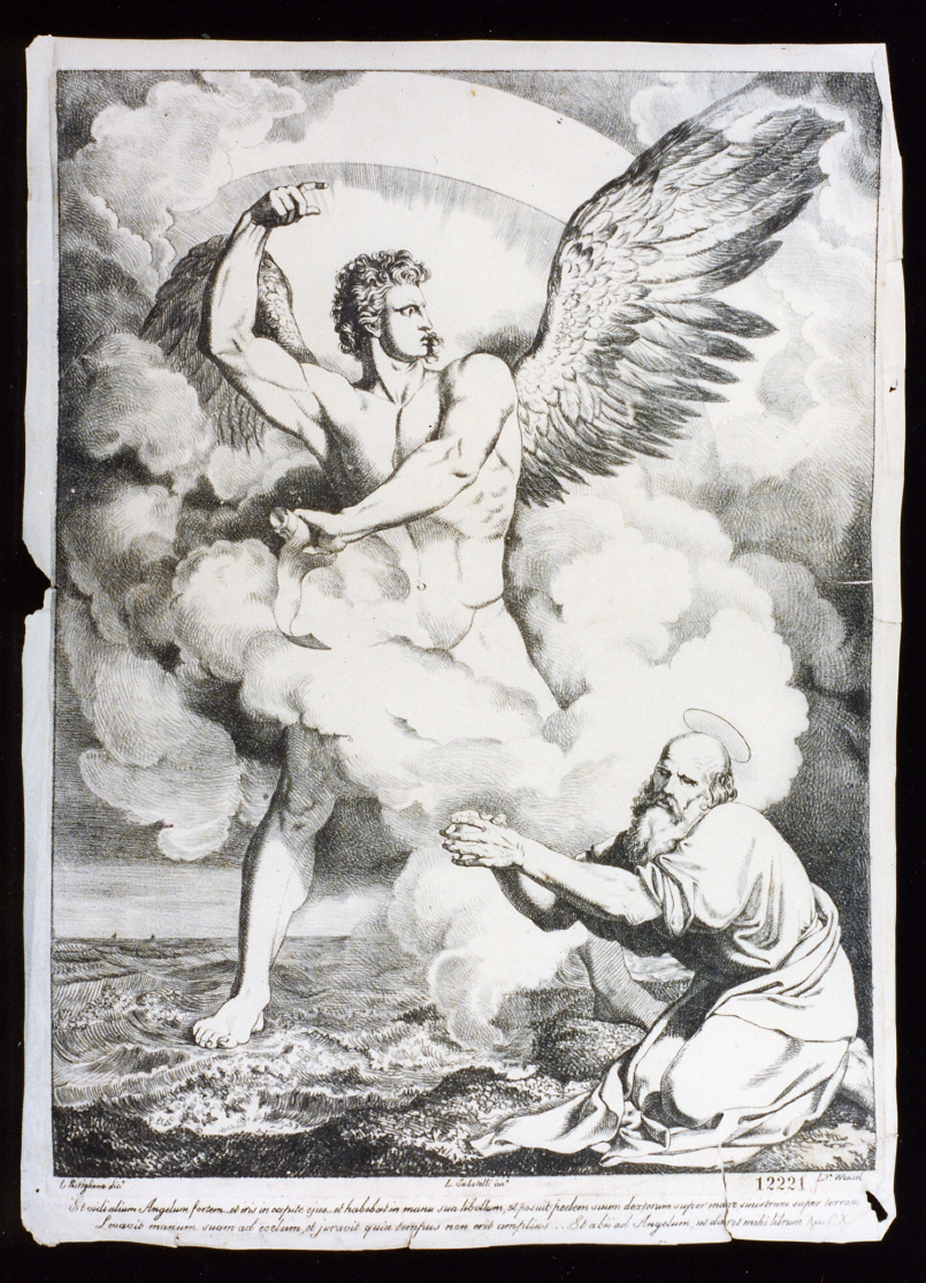 San Giovanni Evangelista vede l'angelo dell'apocalisse (stampa) di Sabatelli Luigi (prima metà sec. XIX)