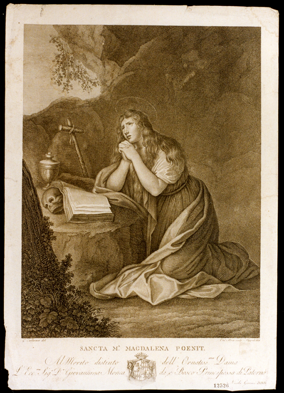 Santa Maria Maddalena penitente (stampa) di Alloja Vincenzo (sec. XIX)