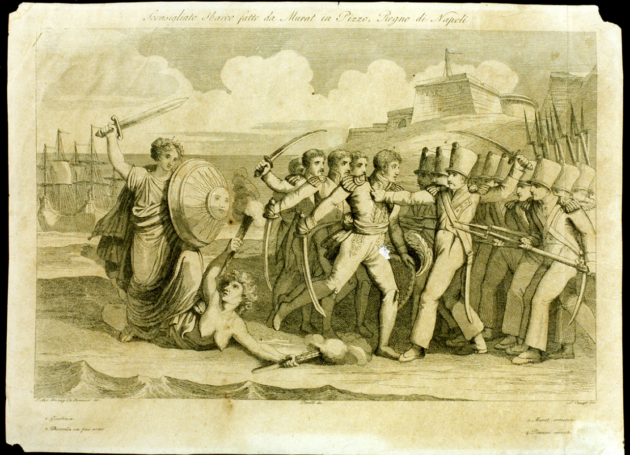 sbarco di Murat a Pizzo Calabro (stampa) di Cunego Domenico (sec. XIX)