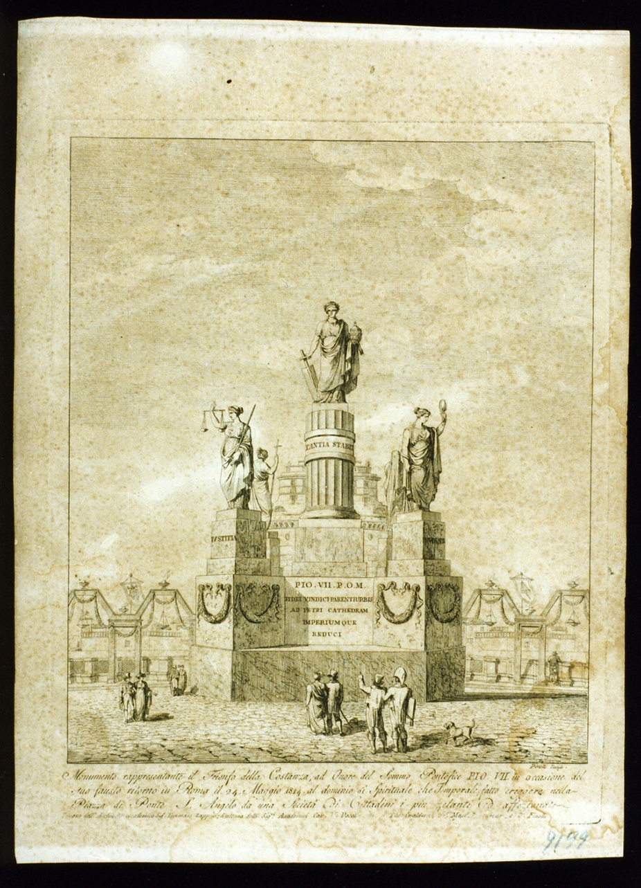 monumento in onore di Pio VII (stampa tagliata) di Pinelli Bartolomeo (sec. XIX)
