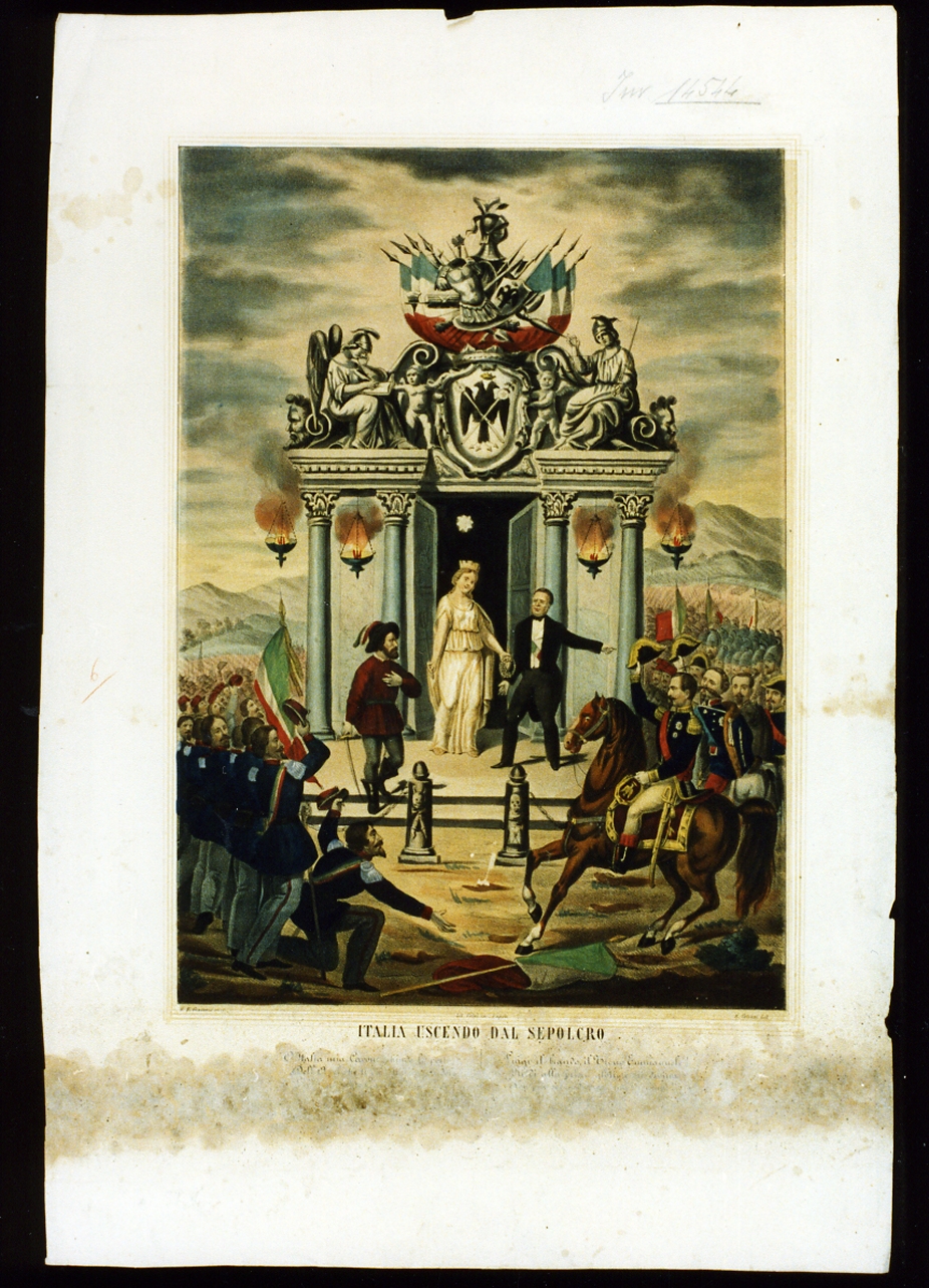 allegoria dell'Italia unita (stampa a colori) - ambito napoletano (sec. XIX)