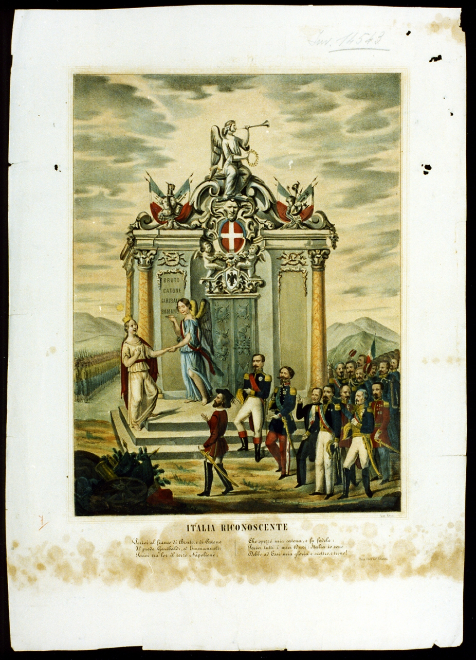 allegoria dell'Italia unita (stampa a colori) - ambito napoletano (sec. XIX)
