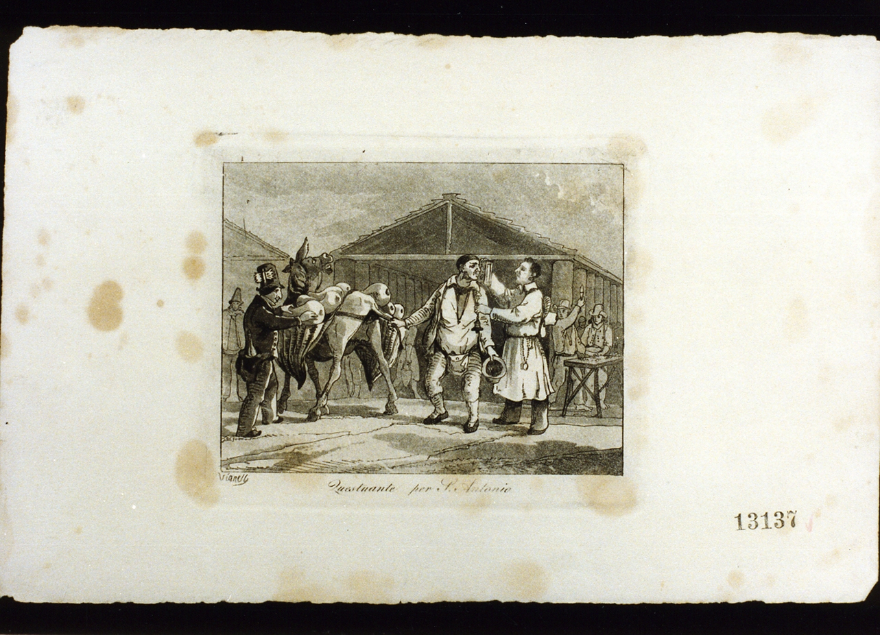 questuante per Sant'Antonio (stampa) di Vianelli Achille (sec. XIX)
