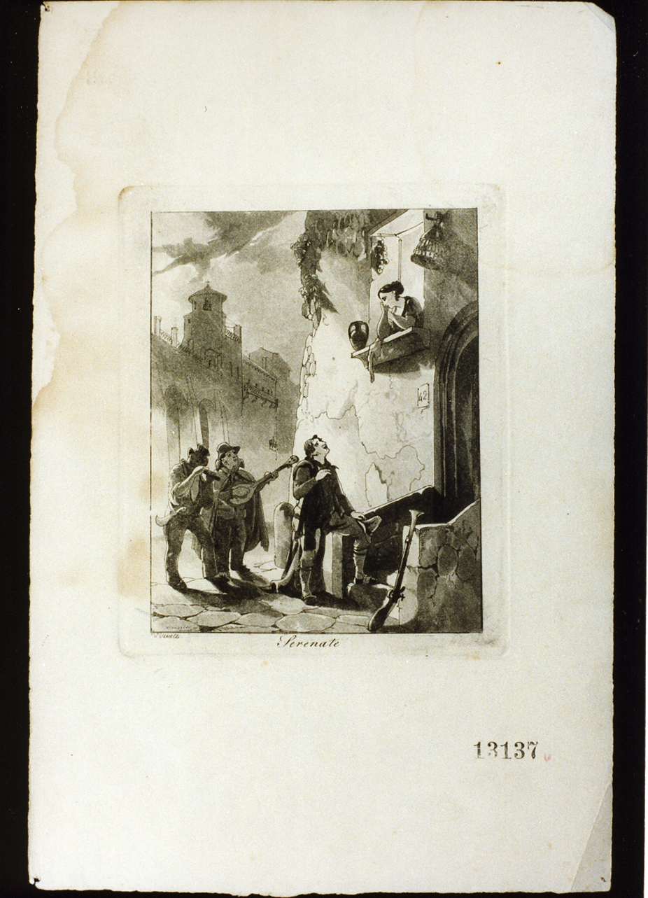 scena popolare con serenata (stampa) di Vianelli Achille (sec. XIX)
