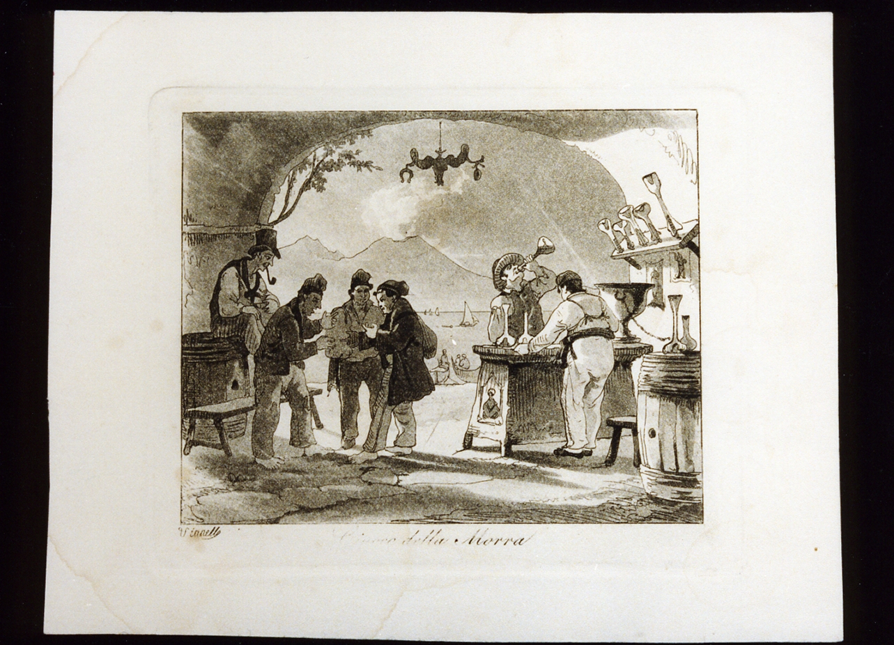 scena popolare con giocatori di morra (stampa) di Vianelli Achille (sec. XIX)