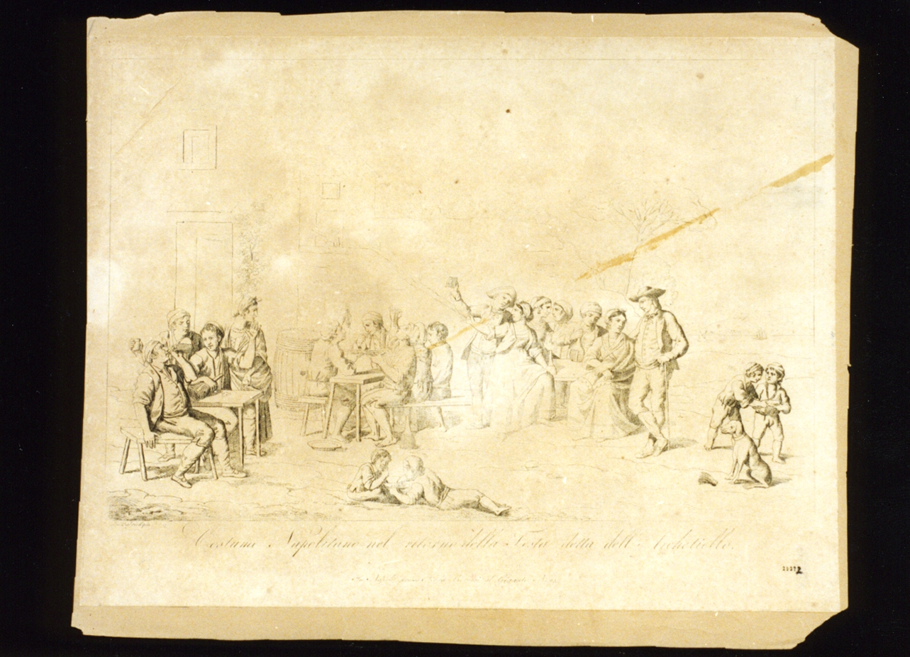 scena popolare napoletana al ritorno della festa dell'archetiello (stampa) di Fabris Pietro (sec. XVIII)