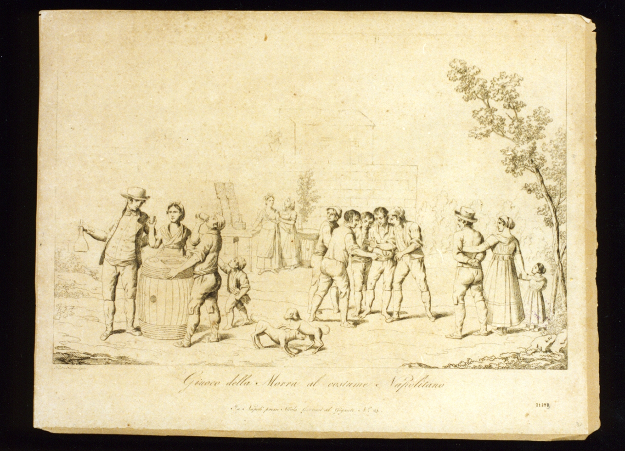 scena popolare con giocatori di morra (stampa) di Fabris Pietro (sec. XVIII)