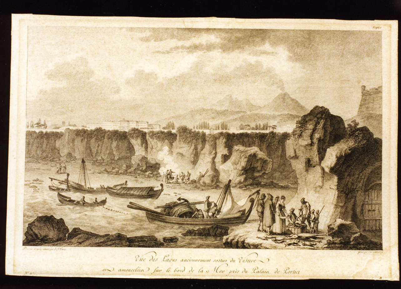 veduta del Vesuvio da Portici (stampa tagliata) di Guttenberg Karl Gottlieb (sec. XVIII)