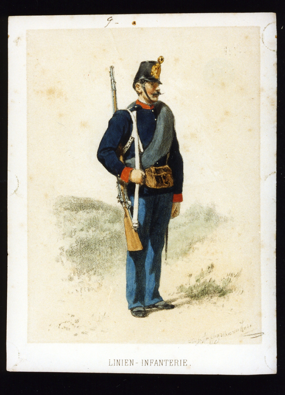fante dell'esercito austriaco (stampa a colori) di Strassgschwandtner Anton (sec. XIX)