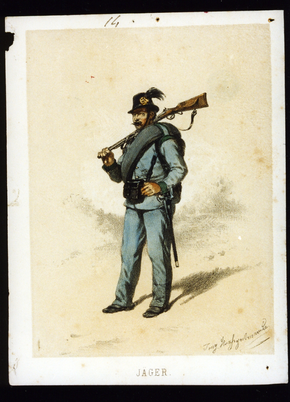 militare dell'esercito austriaco (stampa a colori) di Strassgschwandtner Anton (sec. XIX)