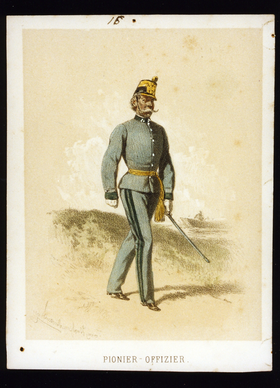 ufficiale dell'esercito austriaco (stampa a colori) di Strassgschwandtner Anton (sec. XIX)