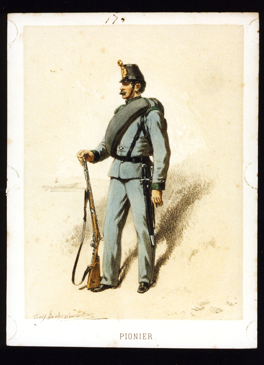 fante dell'esercito austriaco (stampa a colori) di Strassgschwandtner Anton (sec. XIX)