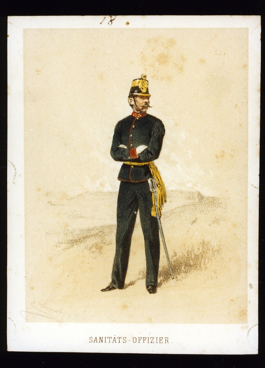 ufficiale medico dell'esercito austriaco (stampa a colori) di Strassgschwandtner Anton (sec. XIX)