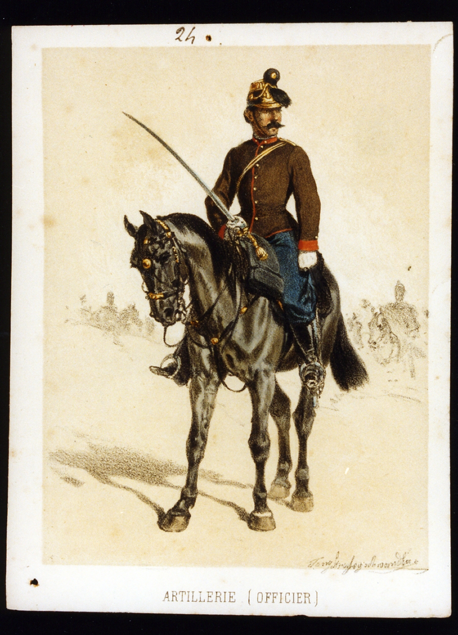 ufficiale d'artiglieria dell'esercito austriaco (stampa a colori) di Strassgschwandtner Anton (sec. XIX)
