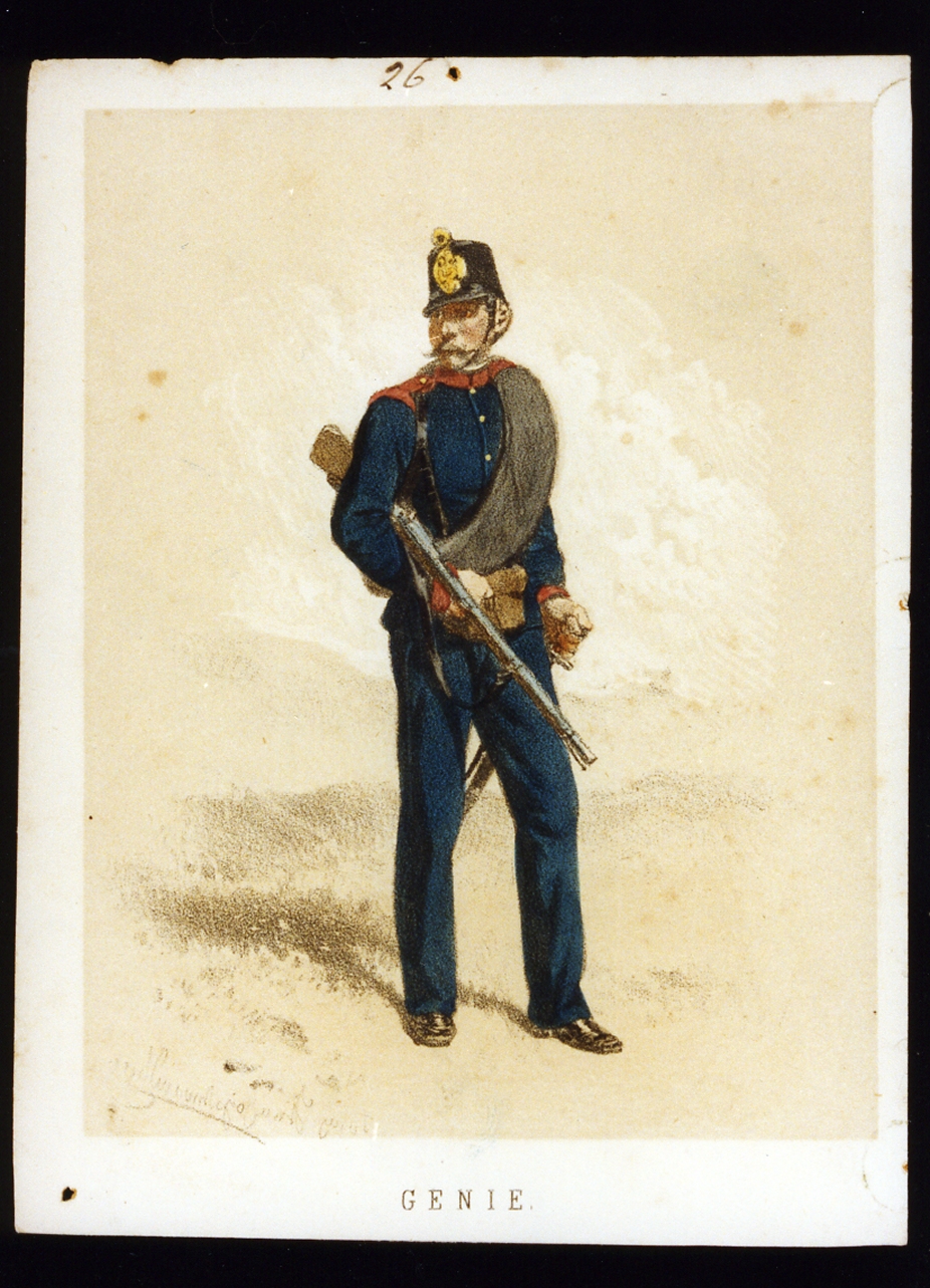soldati del genio dell'esercito austriaco (stampa a colori) di Strassgschwandtner Anton (sec. XIX)