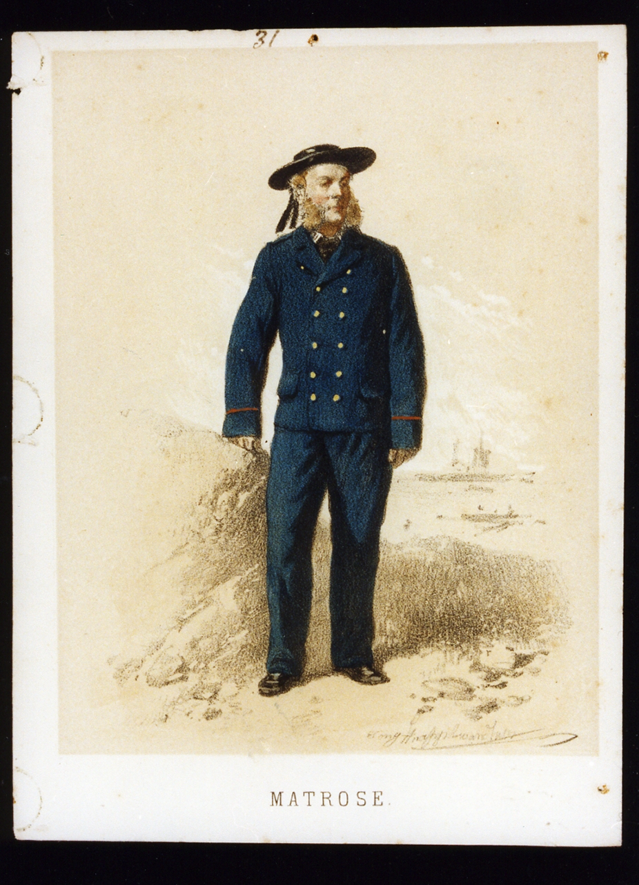 marinaio dell'esercito austriaco (stampa a colori) di Strassgschwandtner Anton (sec. XIX)