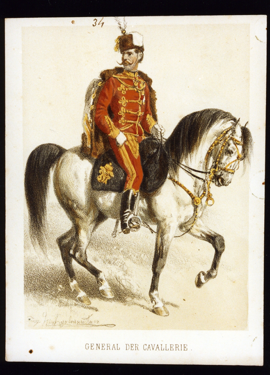generale di cavalleria dell'esercito austriaco (stampa a colori) di Strassgschwandtner Anton (sec. XIX)