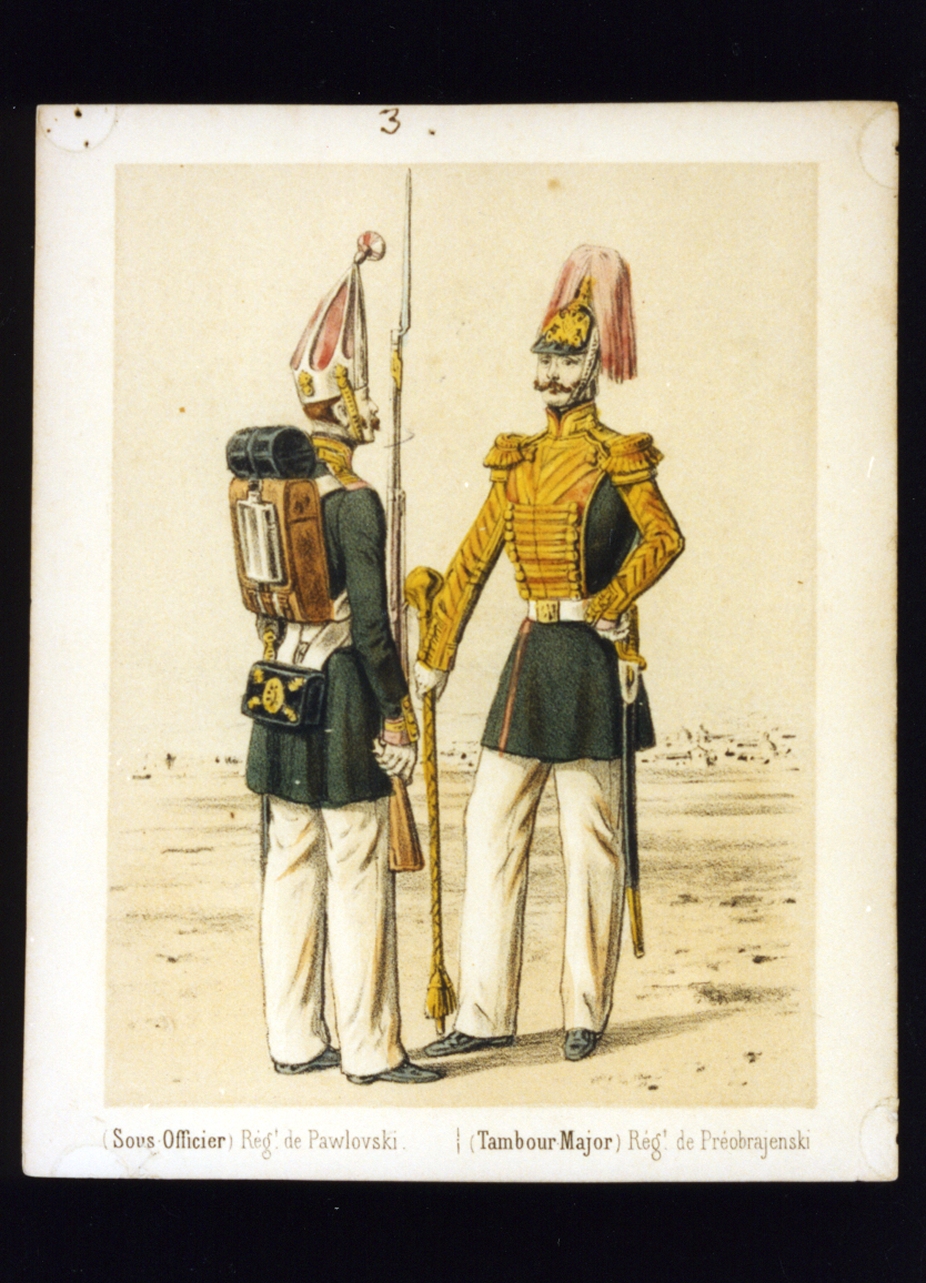sottufficiali dell'esercito russo (stampa a colori) - ambito italiano (sec. XIX)