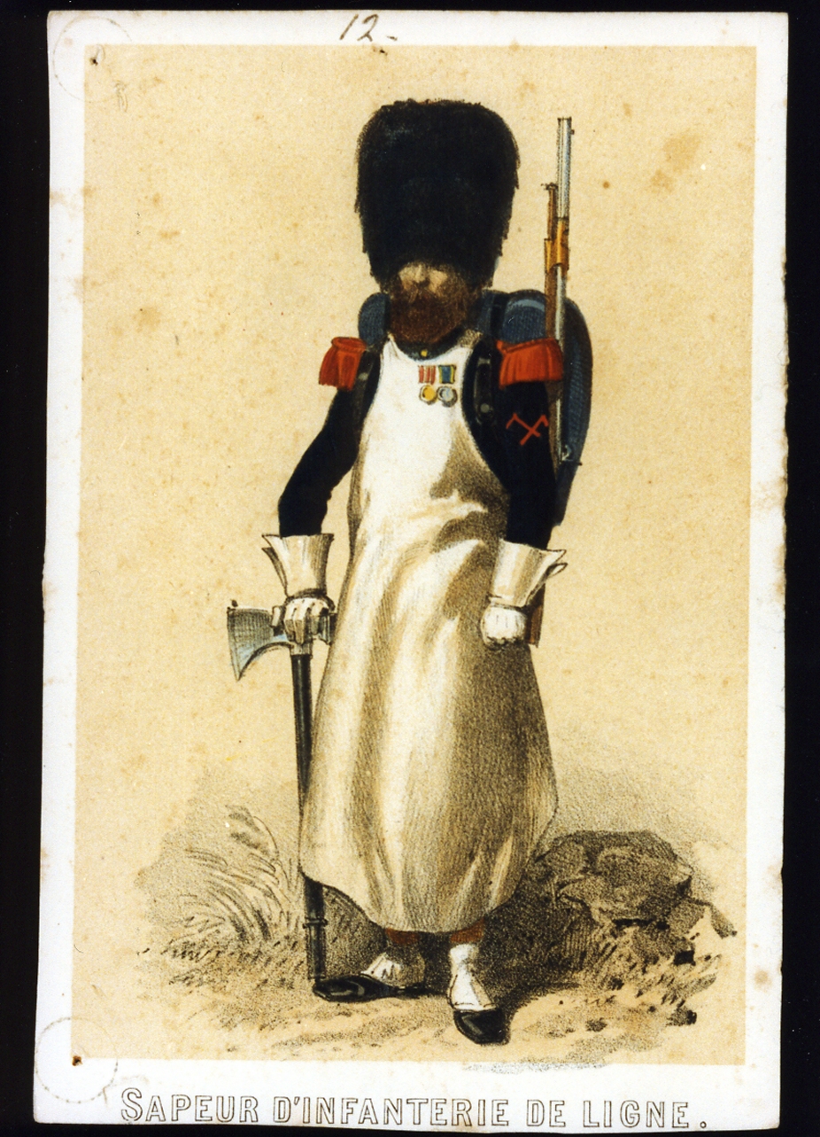militare dell'esercito di Napoleone III soldato del genio di fanteria (stampa a colori) - ambito francese (sec. XIX)