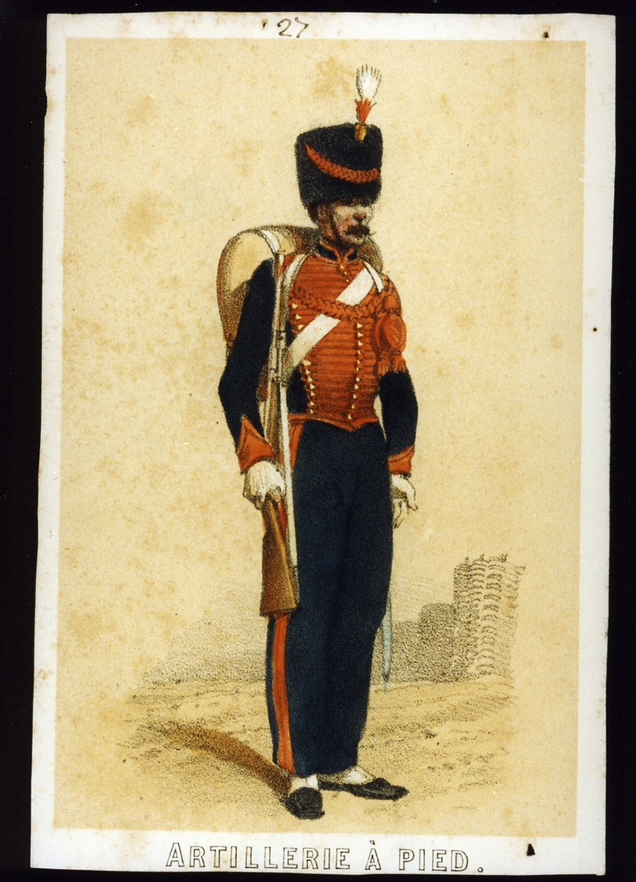 militare dell'esercito di Napoleone IIIi: artigliere (stampa a colori) - ambito francese (sec. XIX)