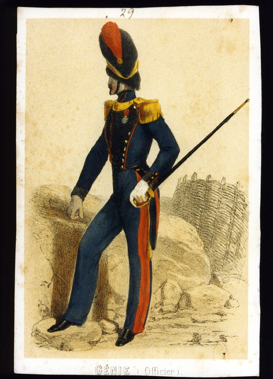 militare dell'esercito di Napoleone III ufficiale del genio (stampa a colori) - ambito francese (sec. XIX)