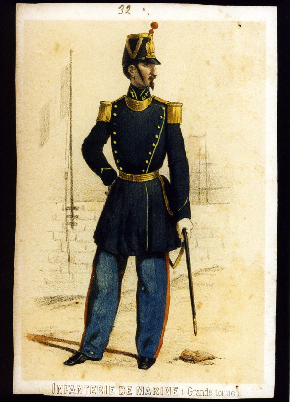 militare dell'esercito di Napoleone III fante di linea (stampa a colori) - ambito francese (sec. XIX)