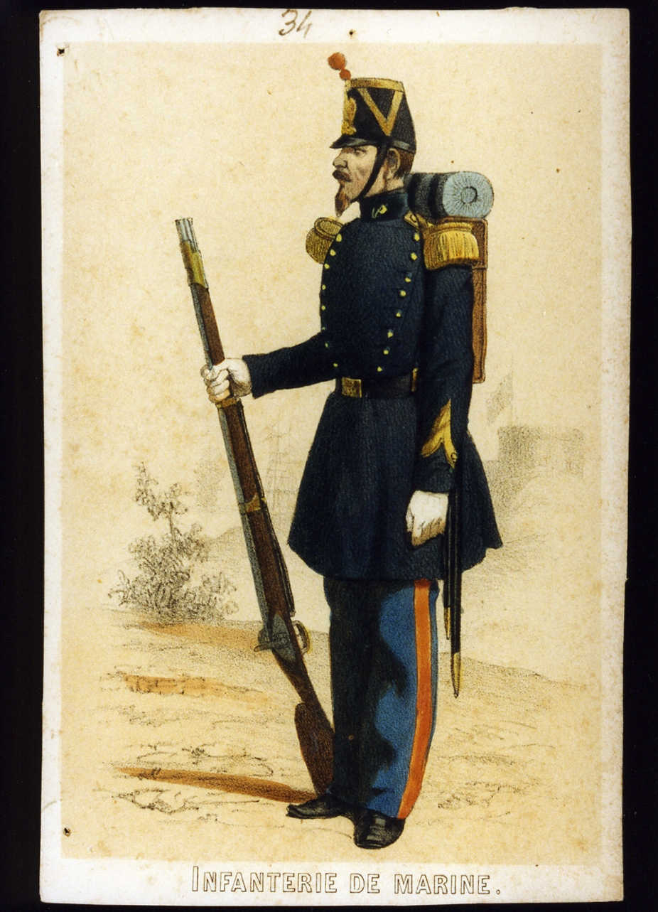 militare dell'esercito di Napoleone III fante di linea (stampa a colori) - ambito francese (sec. XIX)