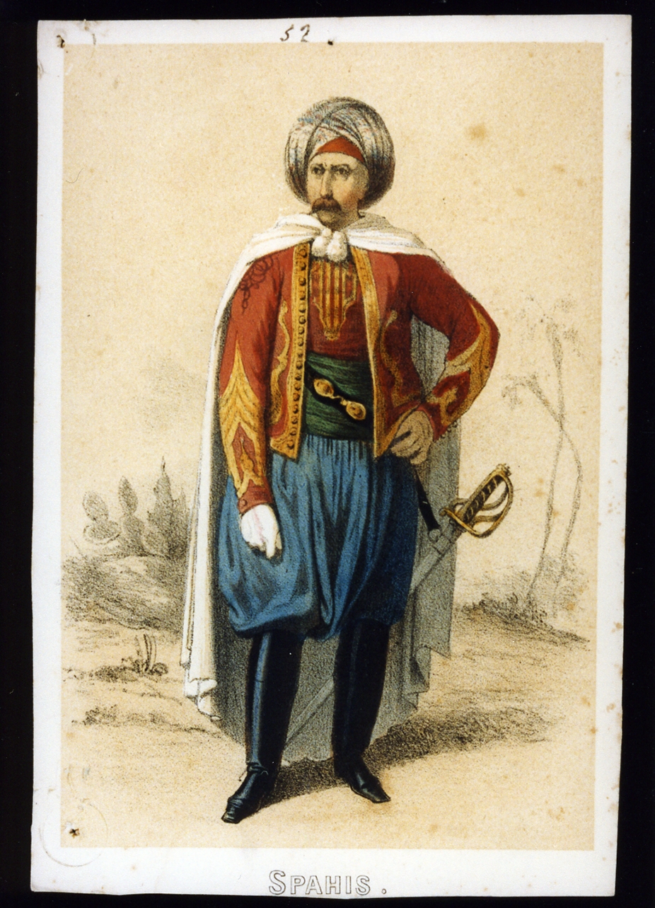 militare dell'esercito di Napoleone III spahis (stampa a colori) - ambito francese (sec. XIX)