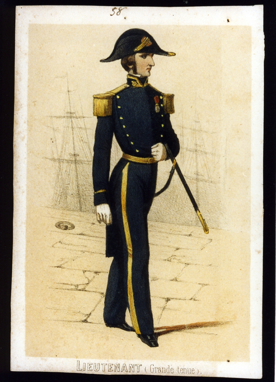 militare dell'esercito di Napoleone III luogotenente in gran tenuta (stampa a colori) - ambito francese (sec. XIX)